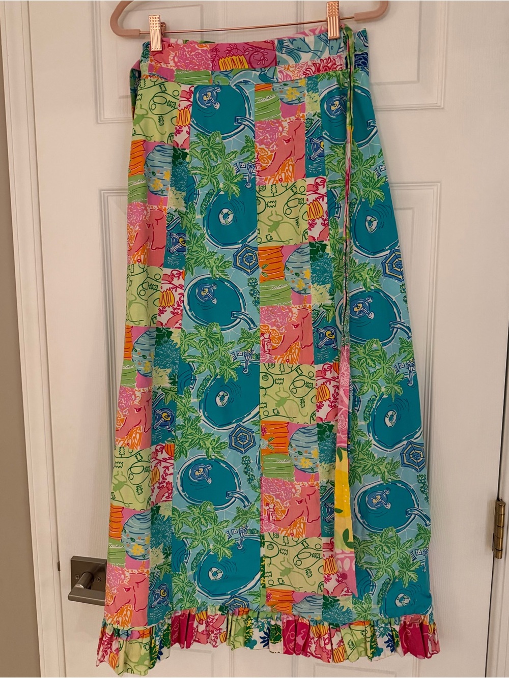 Vintage white label Lilly Pulitzer maxi reversible skirt patchwork adjustable